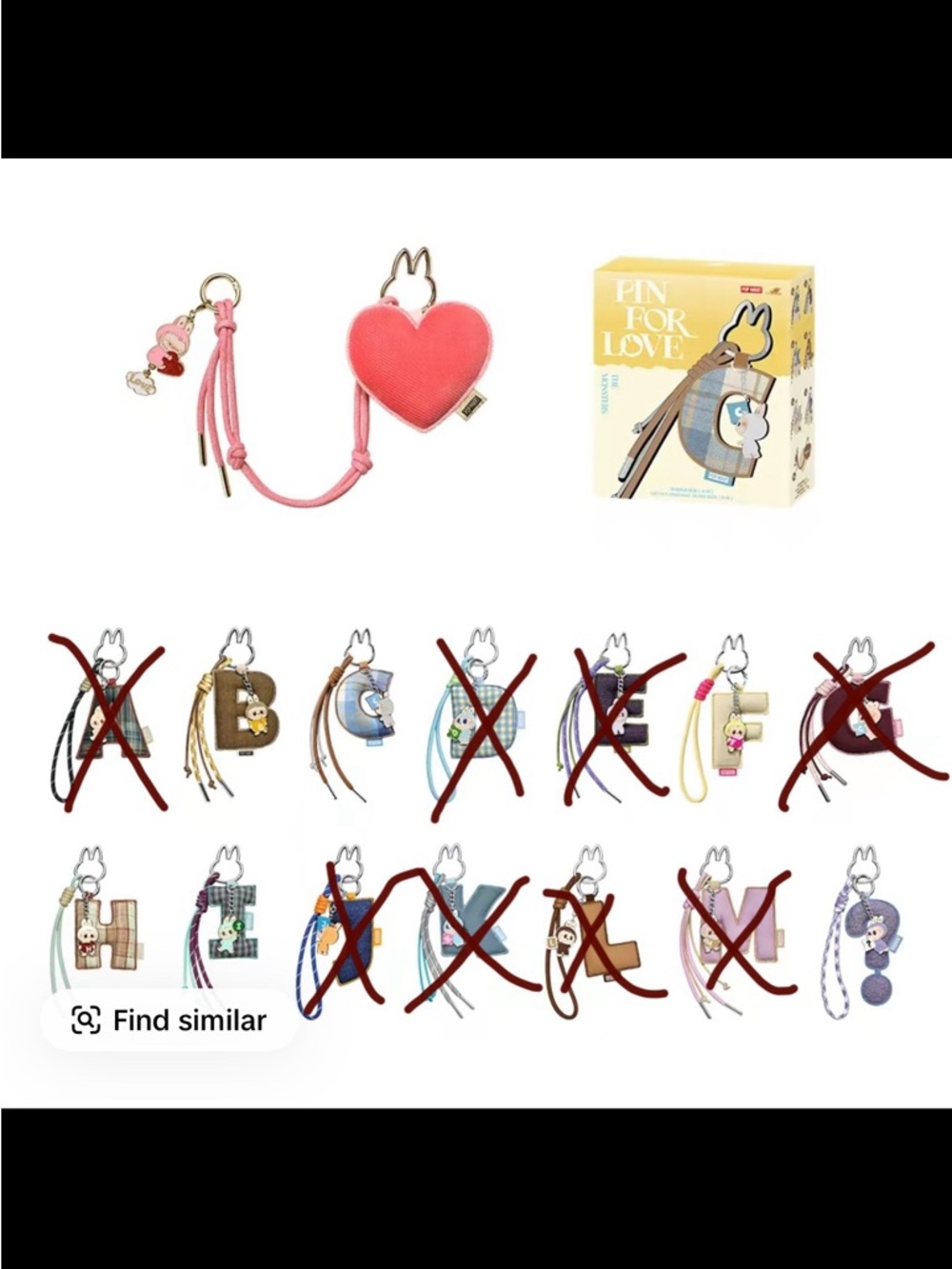 Labubu Letter Charms A - L and “?” and the secret box! Sorry no “J”